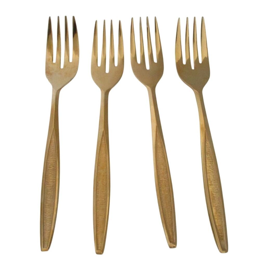 Royalton Antigua Gold Electroplate 6.5" Salad Forks Set Of 4